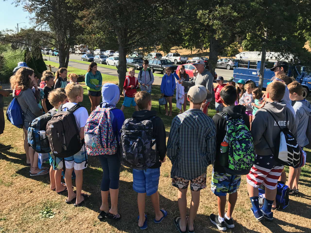 Alki Adventure Camps briefed the kids on what was happening. Photo by Patrick Robinson