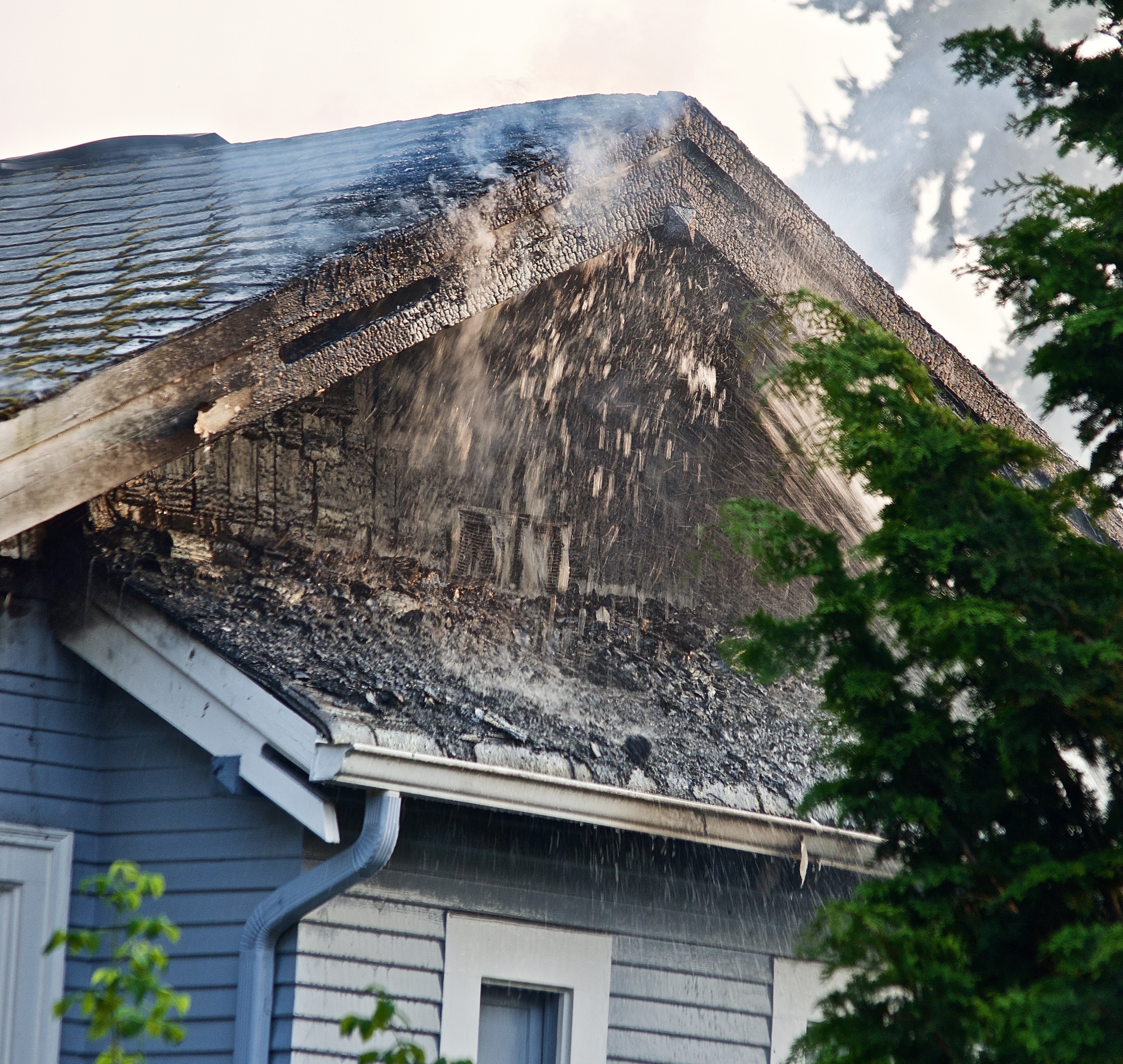 roof damage in fire