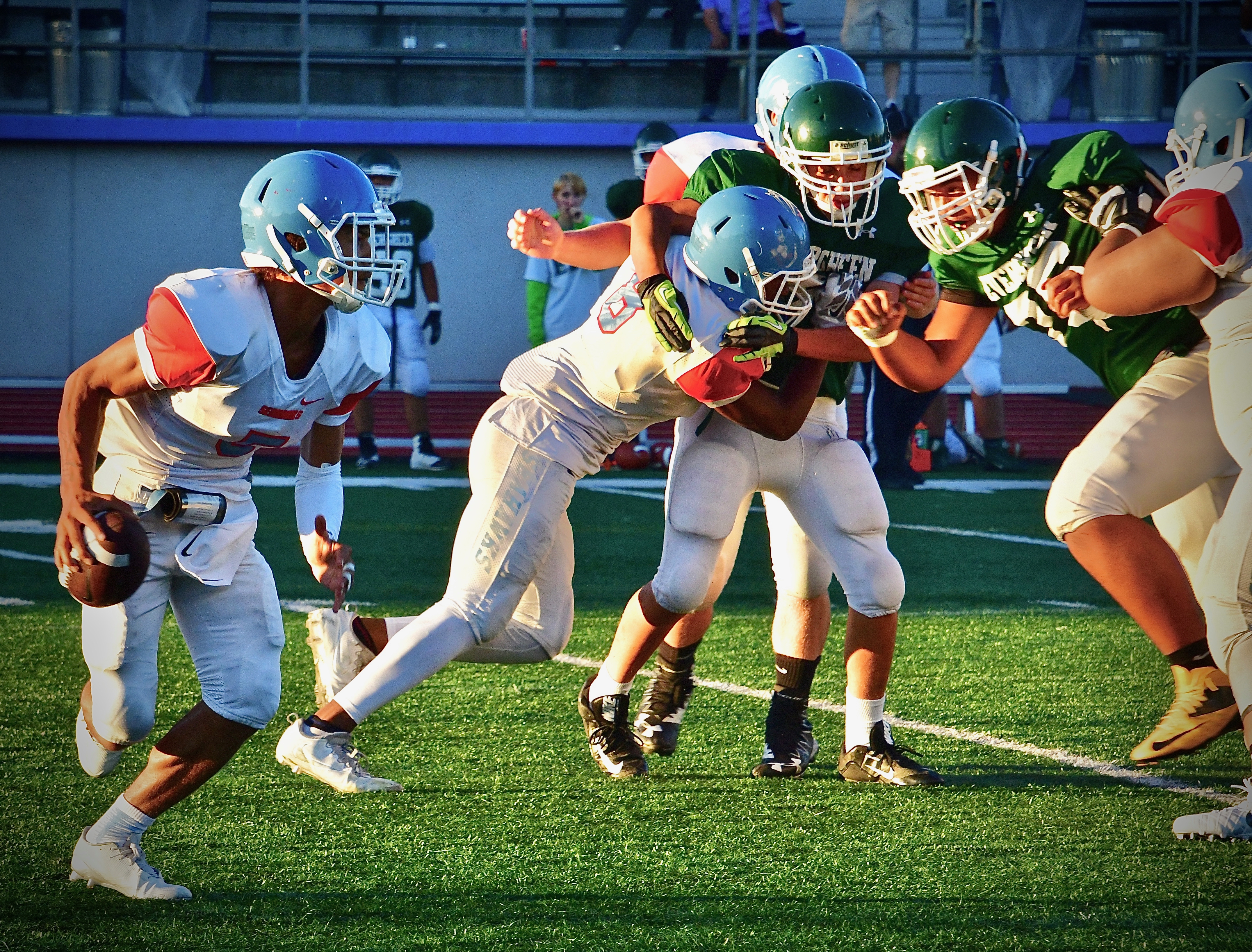 Sealth's Diego Jackson looks for a receiver down field. Photo by Patrick Robinson