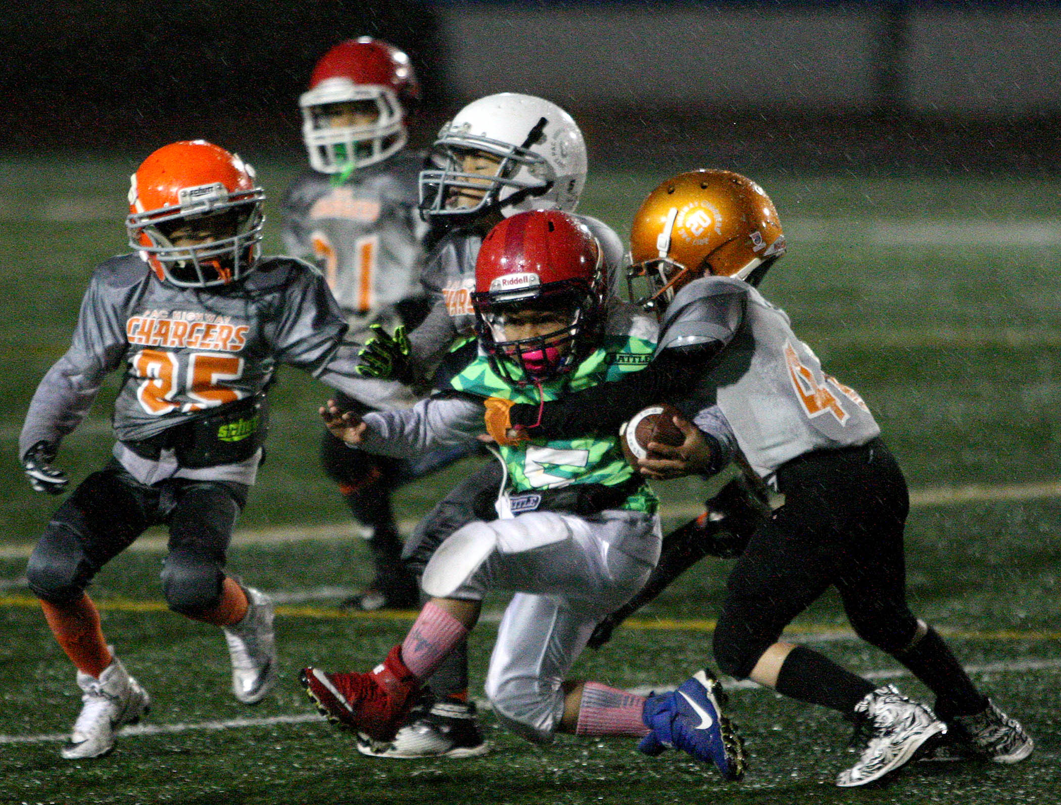 The 7 and under Championship game between the Puget Sound Lancers vs the Pac Hwy Chargers. Final score was Pac Hwy Chargers 19, Puget Sound Lancers 13.