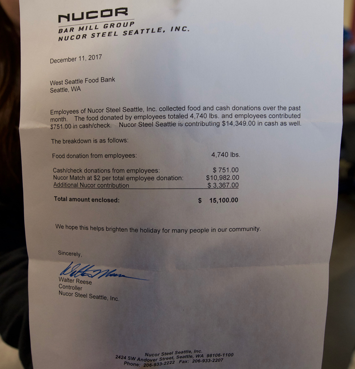 Nucor Letter