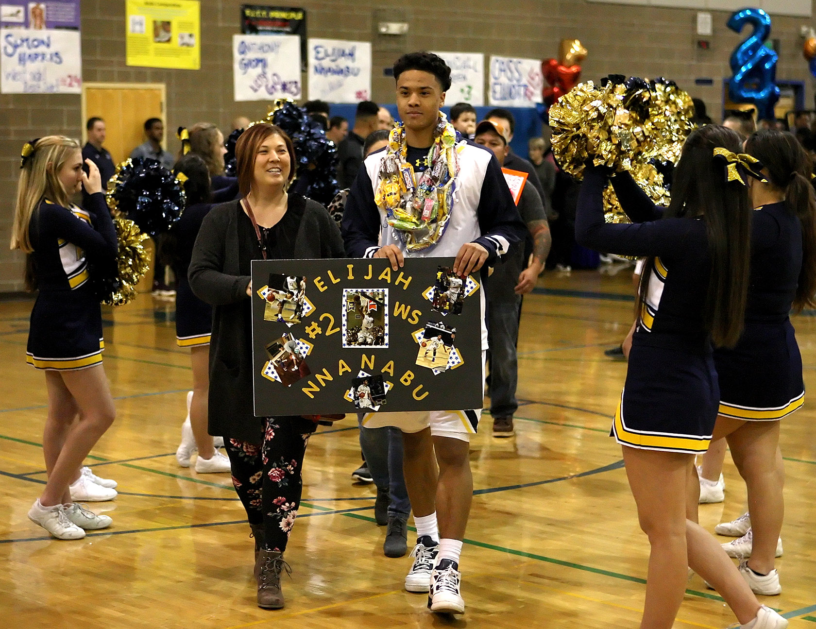 On senior night Elijah Nnanabu of West Seattle is honored at his last regular season home game.