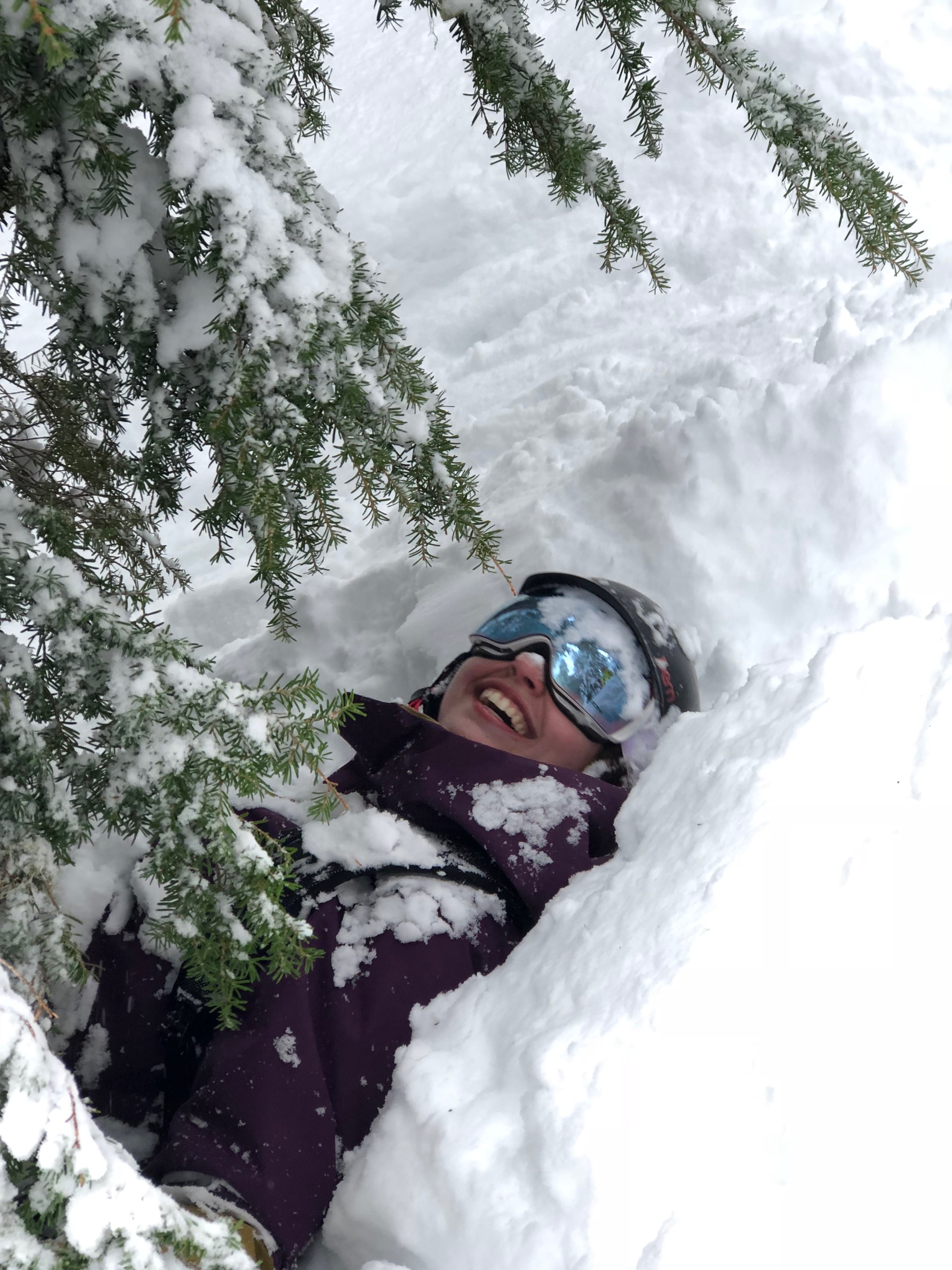 Tree wells are no well to wish on, as Maggie learned at Stevens Pass