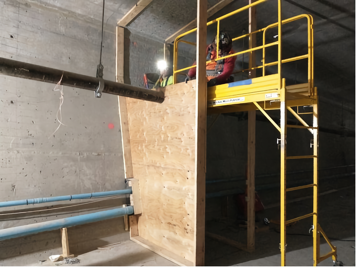 Inside the bridge, one of our crew members assembles a form for a post-tensioning deviator block - a concrete component that guides the post-tensioning cables throughout the bridge’s interior.