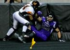 Andre Piper-Jordan gets a defensive interference call as the officials flag falls to the turf.