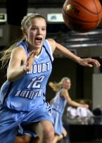 Brittany McPhee of Mt. Rainier chases down a loose ball.