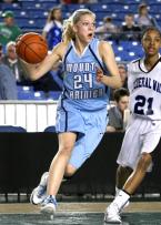 Mt. Rainier's Caroline Codd dribbles past Federal Ways Dyesha Belhumeur.