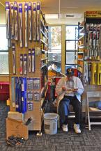 Paul Chiarello enjoyed the food amidst the auto parts. Photo by Patrick Robinson