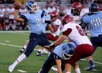 Mt Rainier's quarterback Jersiah Tafia passes the ball.