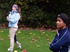 Lancers' Makenzie Milton watching a shot hit by the Pirates' Jacqueline Kemp on  the Auburn Golf Course of the Seamount League Golf Tournament.