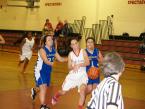 The Lady Lions' Erin Jones had the ball knocked away from her at the last second by a Three Rivers Christian player in a game on Friday