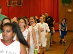 Lady Lions' players and coaches shaking hands with Three Rivers Christian after the game on Friday
