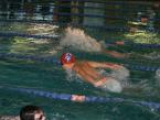 The Lancers' Anthony Tran plowing through the water in the 100 breaststroke