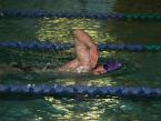 The Wolverines/Totems/Pirates Nathaniel Williams, breathing in some air, and, what looks like,maybe, some water, too, during the 20-lap, 500 yard freestyle.