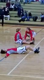 Seattle Christian players stretch before facing Auburn Adventist.