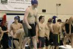Highline/Tyee/Evergreen senior, captain, Kodie Frankele, is ready to dive off the block in the 200 free relay. The team of Tyler Goodspeed, Nate Williams, Lucien Gauvin, and, Frankele, took third place in the event at the 2A West Central District meet at the  Hazen pool Saturday.
