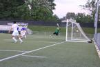 Lancers' Jesus Garcia struck this ball, true, sending it flying into the right  side of the goal past the diving, Shorewood, keeper.