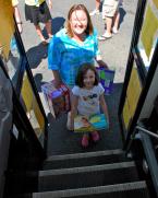 Sandra and Carnen Gray boarded the bus to donate. Photo by Patrick Robinson