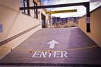 The entrance to the rooftop covered parking area from 39th Ave. s.w. Photo by David Rosen