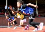 Even the young ones got involved as they took off from the starting line in the 50 meter dash.