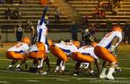 Viking quarterback Robert Calloway #7 changes the play. Calloway had success at this all night. Photo by Greg McCorkle