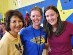 Posing with King 5's Lori Matsukawa are Roxhill teachers Anndrea Beaty and Jeanette Hitch. Photo by Geoff Miller of Roxhill Elementary