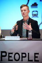 Andrew Glass Hastings from Mayor Ed Murray's office spoke about the transportation issues facing Seattle. Photo by Patrick Robinson