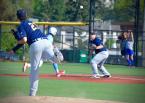 West Seattle pitcher Jordan Sagmoen throwing a pickoff attempt to first baseman Alex Pastrana. Photo by Patrick Robinson