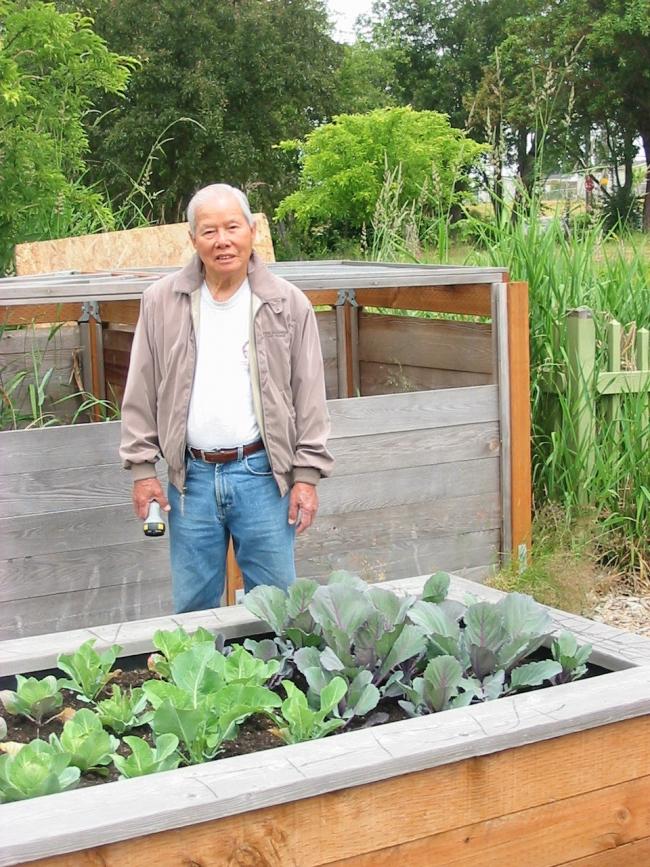 Long Nguyen  his raised bed.JPG