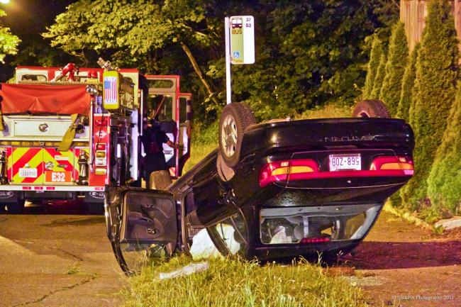 A car driven by a 56 year old woman hit a sidewalk and overturned on 48th Ave. S.W. shortly before midnight on Friday June 24. CLICK THE IMAGE ABOVE TO SEE MORE