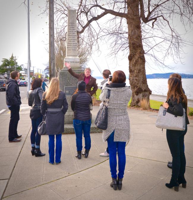 Lennon Curtin touring with a group from Visit Seattle